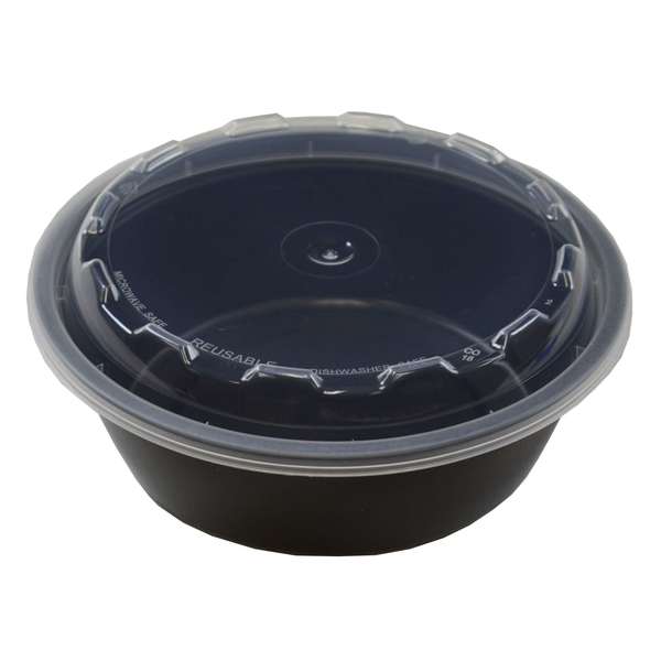 Cubeware Cubeware 18 oz. Round Container Black Base With Clear Lid, PK150 CO-518B